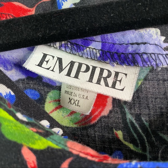 Vintage 80’s Black Bright Floral Print Swing Button Down Top XXL - Picture 6 of 7